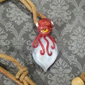 Glass Octopus Sea Monster Pendant Necklace